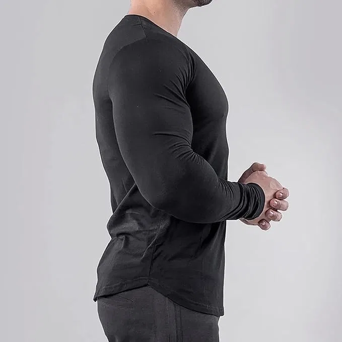 Мужская облегающая футболка для тренировок Long Sleeve, Black — фото 3