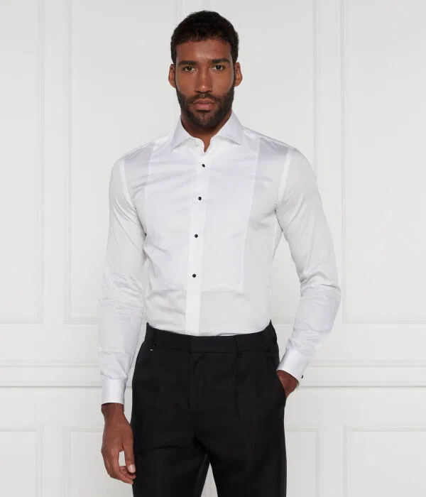 Мужская рубашка slim fit H-Hank-Tux3 BOSS, белый — фото 3