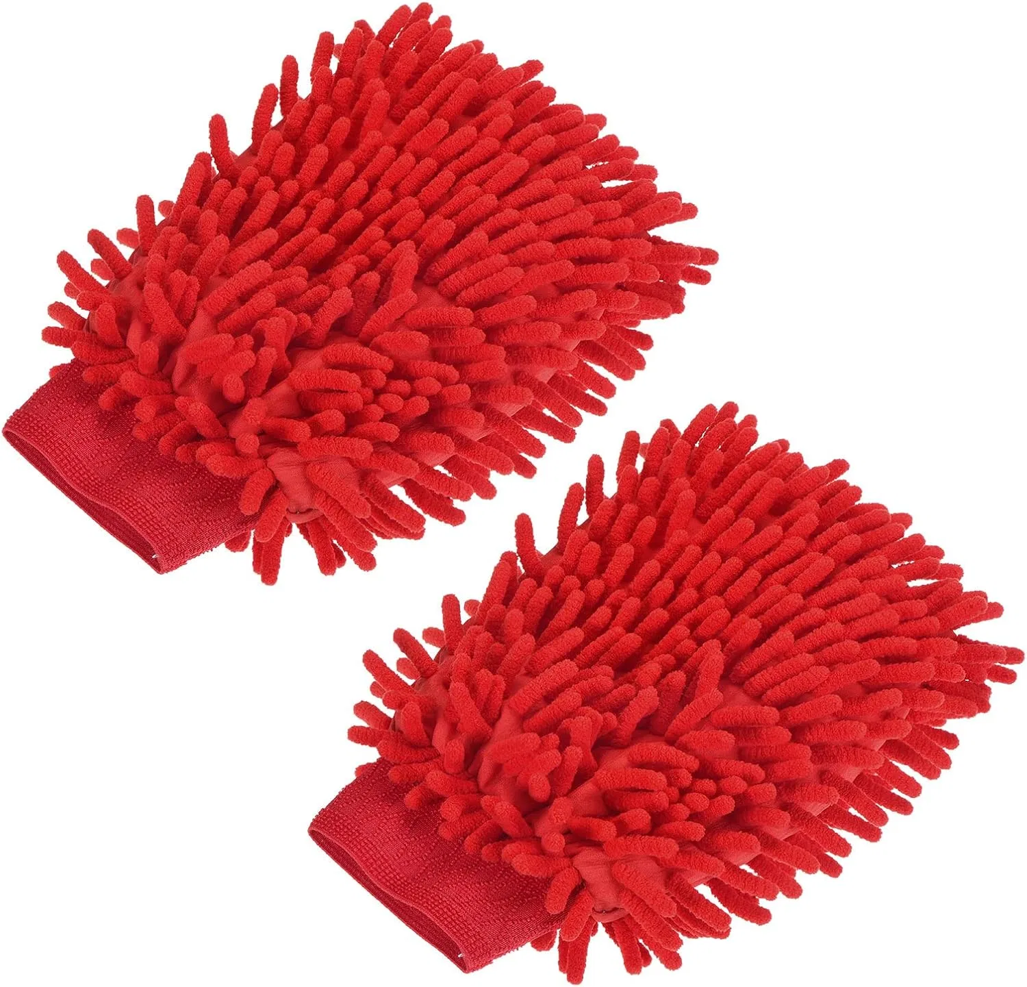 Митенка для мытья, Chenille, 2 шт, 220x150 мм, Rose Red Sourcing Map