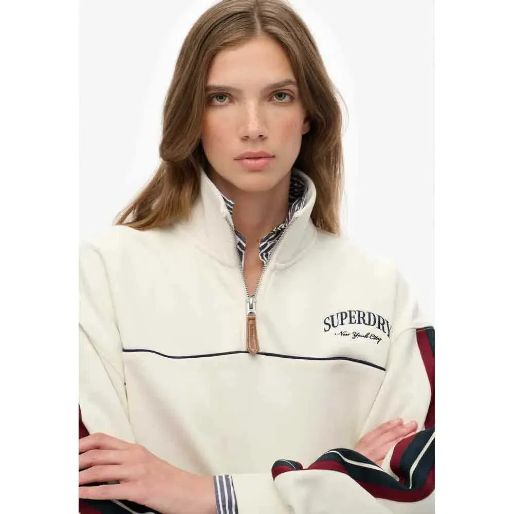 Свитер с полузастежкой Superdry Country Club Tape Superdry, бежевый — фото 4