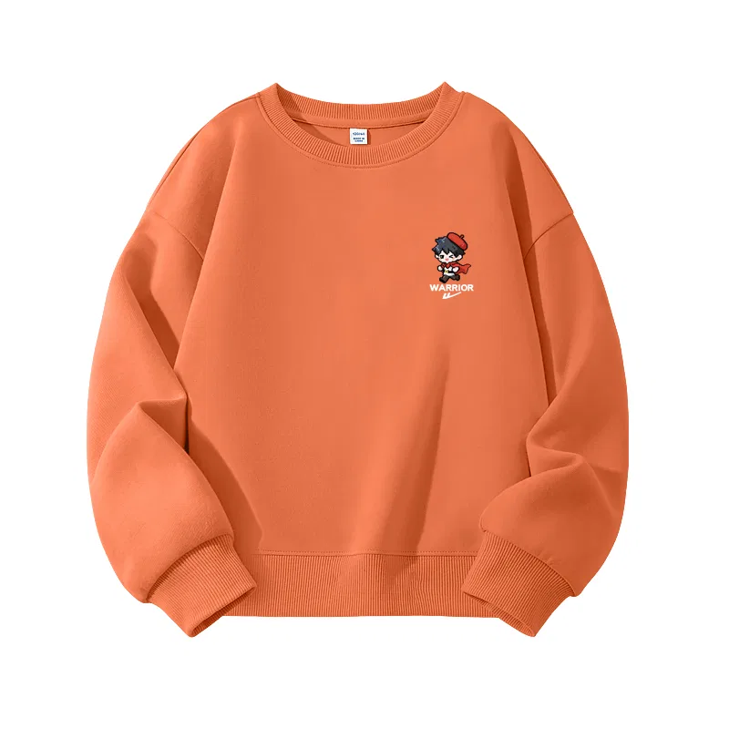 Детский свитшот с круглым вырезом, с принтом, Warm Orange/H Pixel Boy K, WARRIOR