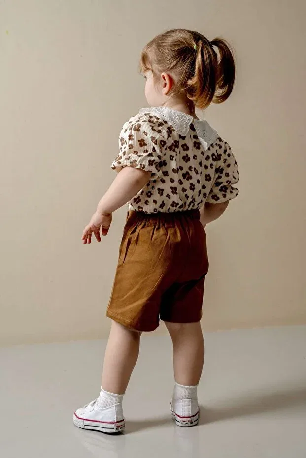 Детский комплект для девочек с оборками Jnf Kids, Brown — фото 4