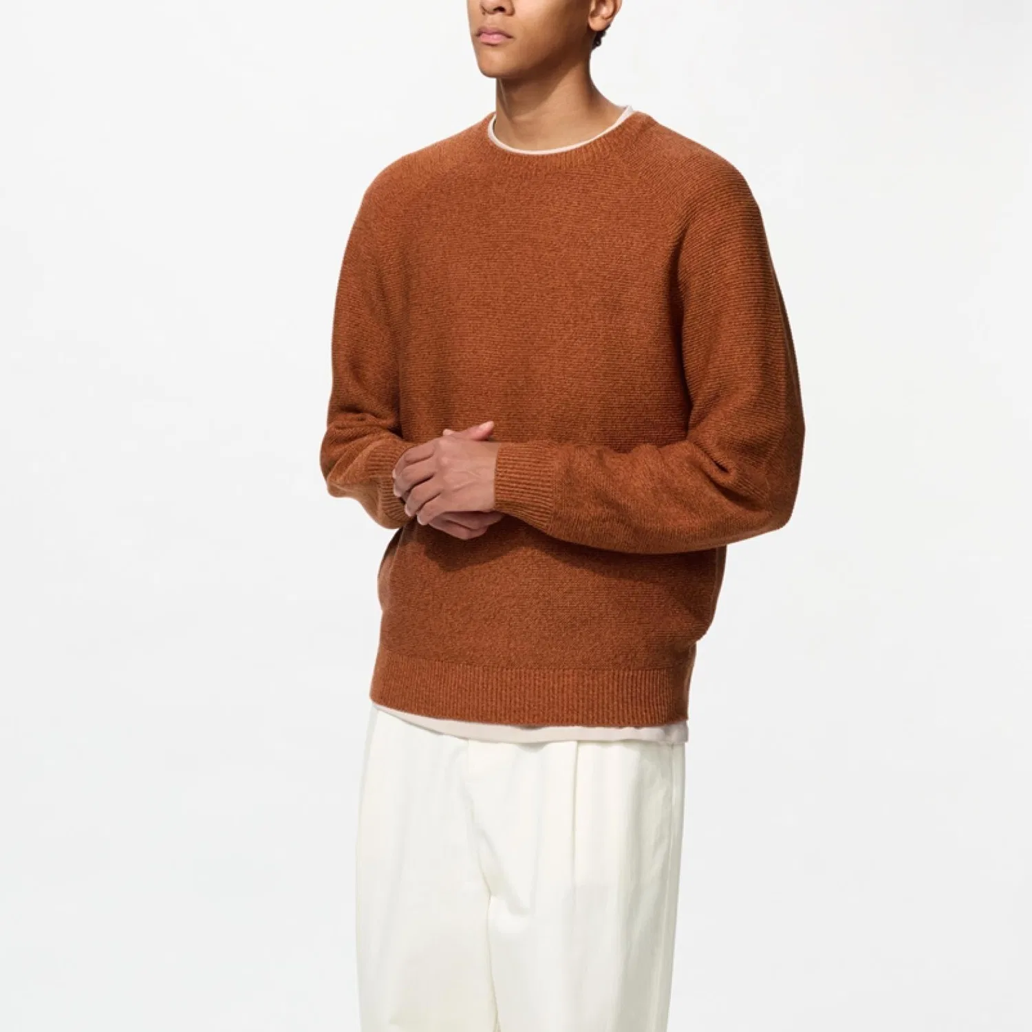 Мужской джемпер оранжево-коричневый UNIQLO, Orange Brown — фото 3