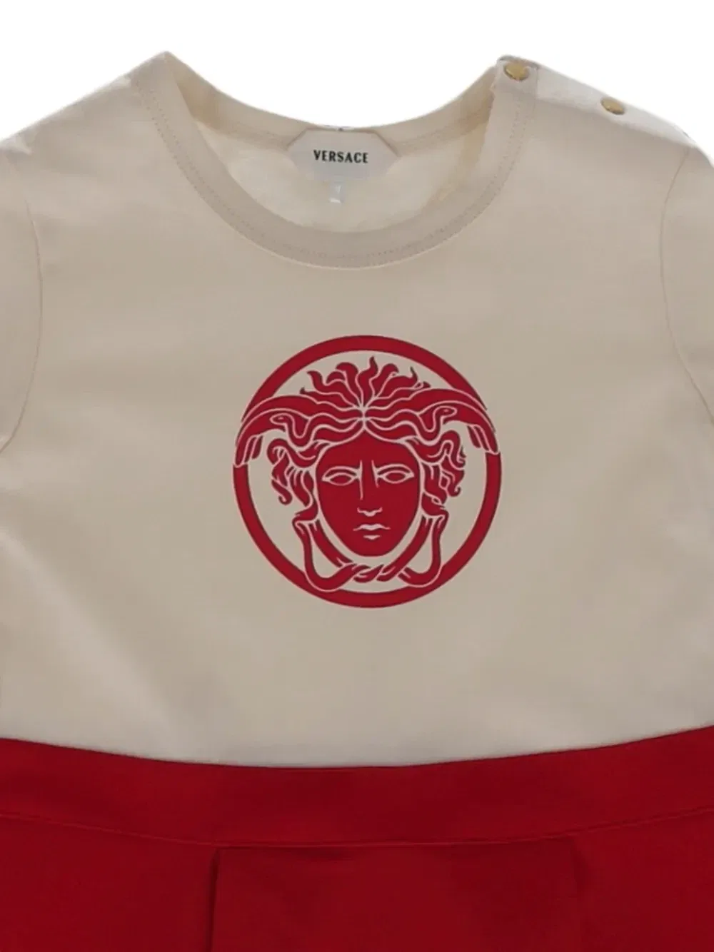 Плиссированное платье с декором Medusa Head Versace Kids, красный — фото 3