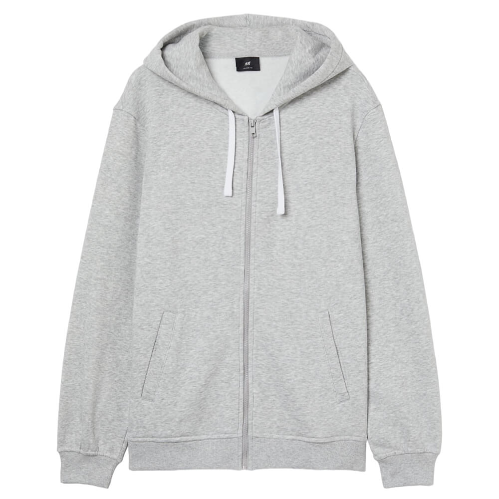 Худи H&M Relaxed Fit Hooded Jacket, серый - фото