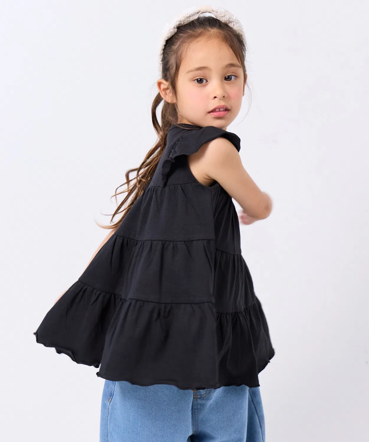 Детская туника для девочек с длинным рукавом модель Tired Flare, pairmanon, Black — фото 3