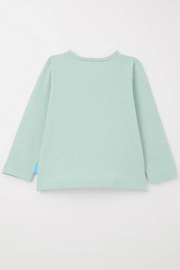 Детская футболка для мальчиков с длинным рукавом Breeze, Mint Green — фото 2