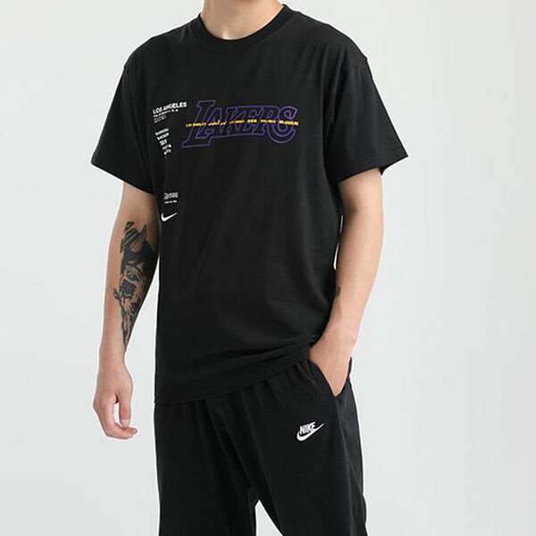 Футболка nba courtside los angeles lakers с коротким рукавом тренировочные Nike, черный — фото 4