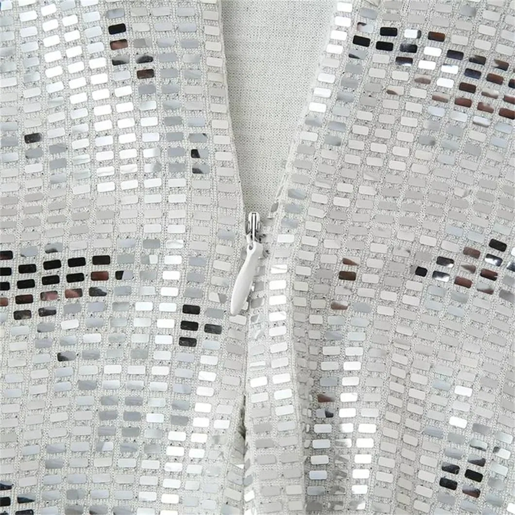 Женское вечернее платье без рукавов с халтер-горловиной Natural Waist, Silver — фото 3