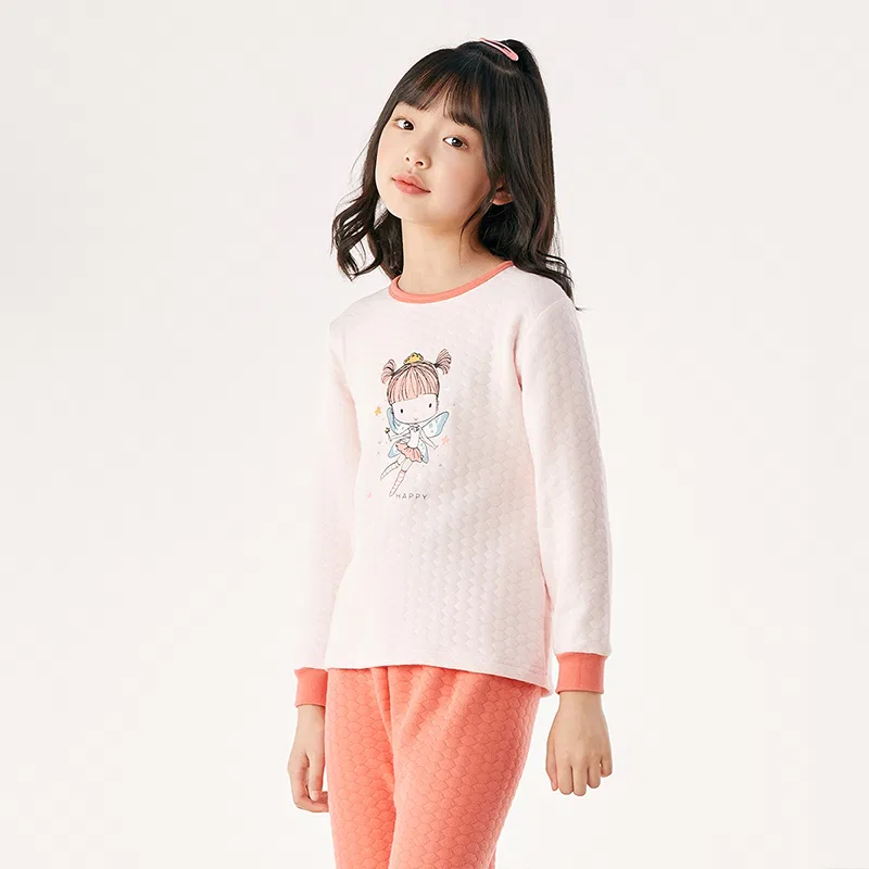 Детский комплект нижнего белья для девочек Comfortable Skin-Friendly Breathable Versatile Soft and Warm Set Red bean, Cherry Blossom Pink — фото 4