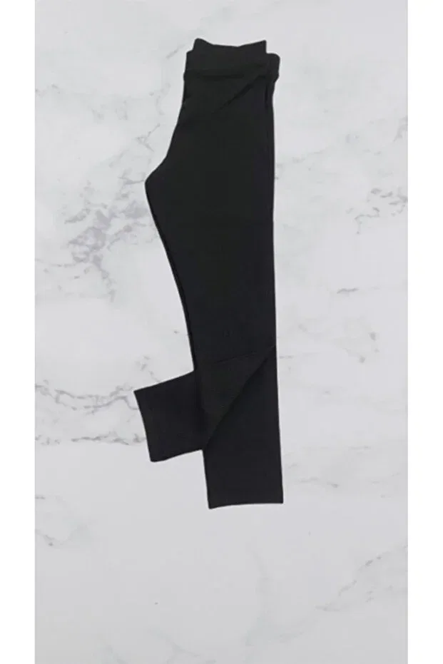 Детские леггинсы для девочек рифленые Full Lycra Ribbed Girl's Leggings Cevval Minigirls, Black