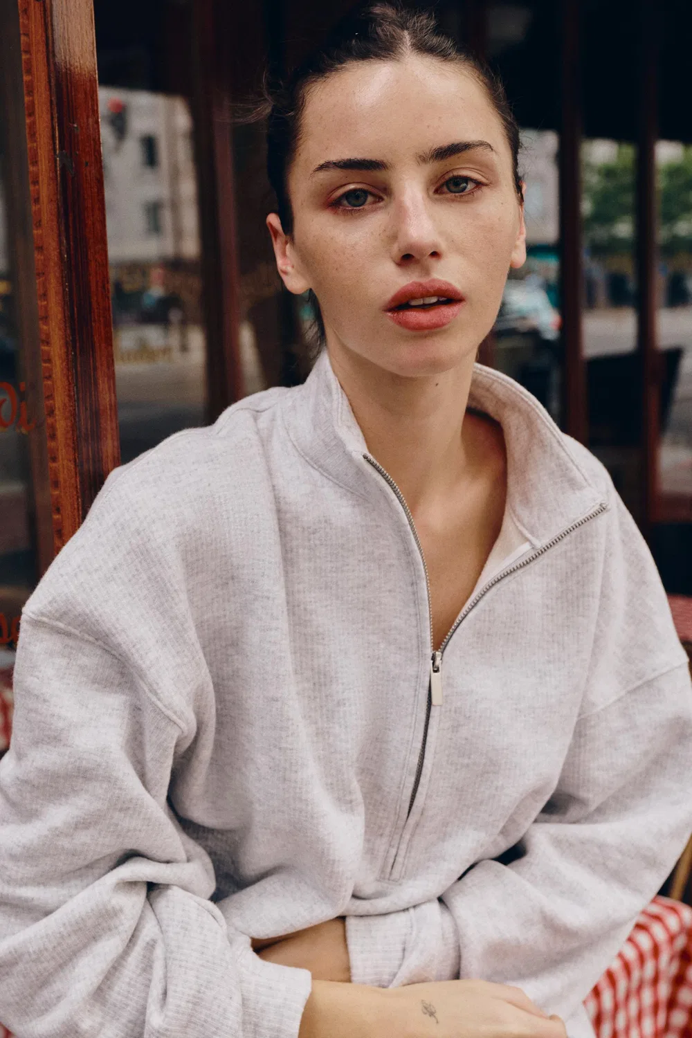 Толстовка на молнии ZARA, Grey marl — фото 2