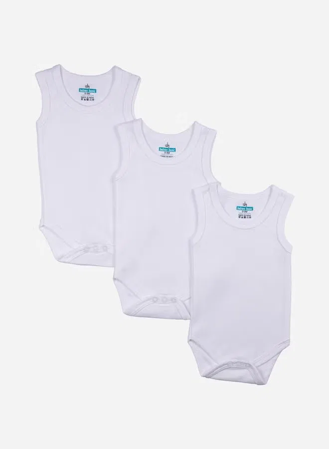 Боди-комбинезон без рукавов, комплект из 3 штук Babies Basic, белый