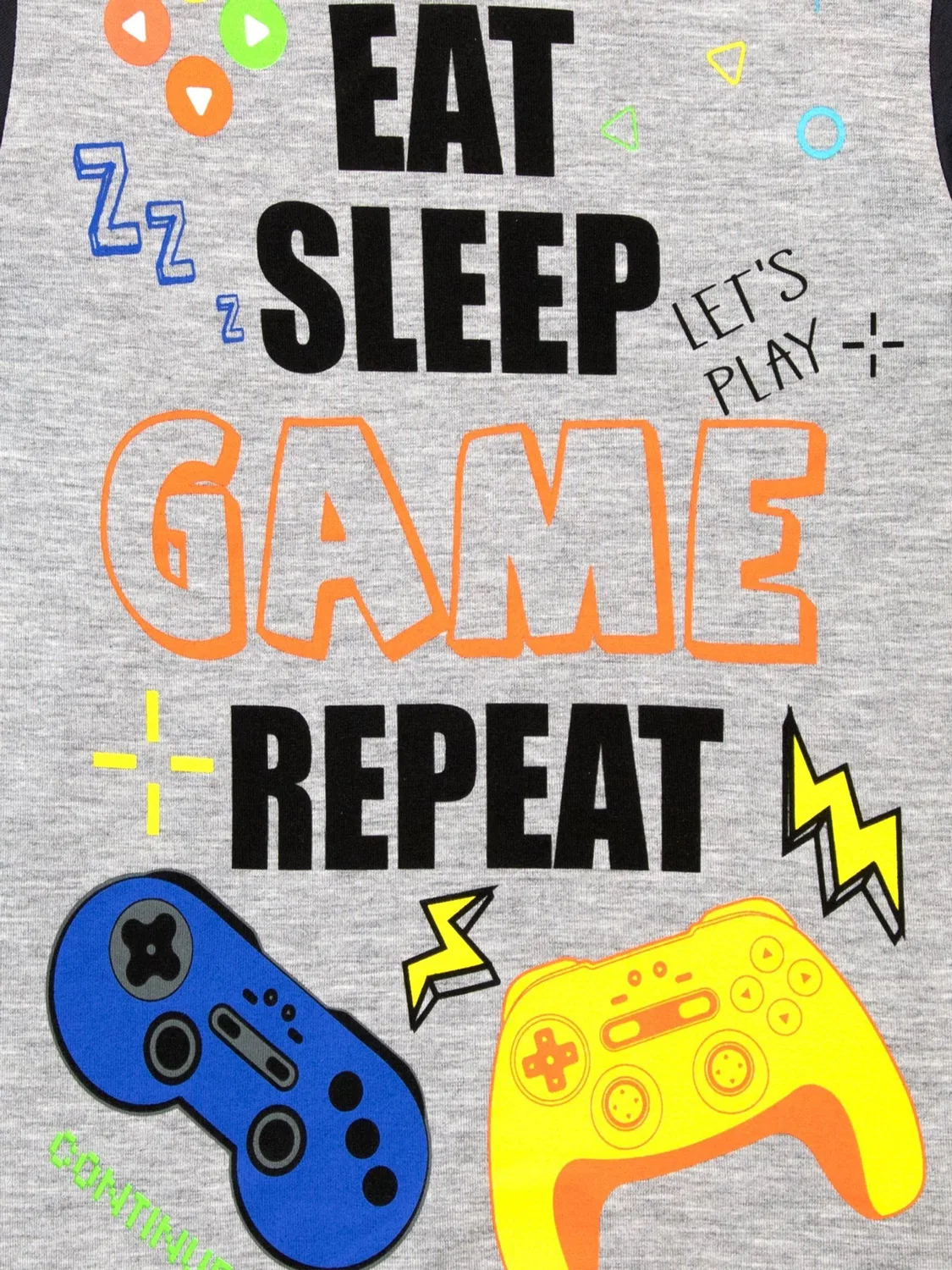 Пижама длинная с принтом, модель Eat Sleep Game Repeat Harry Bear, черный — фото 3