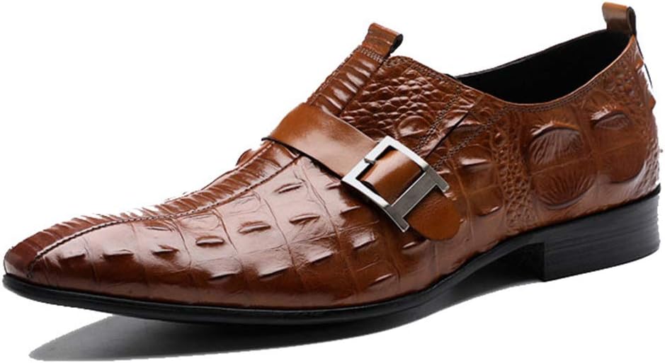 

Кожаные туфли с крокодиловым принтом для бизнеса, мужские туфли с пряжкой, городская обувь для прогулок, работы и банкетов, красные - 46/UK 11.5/US 12 Jlfzc