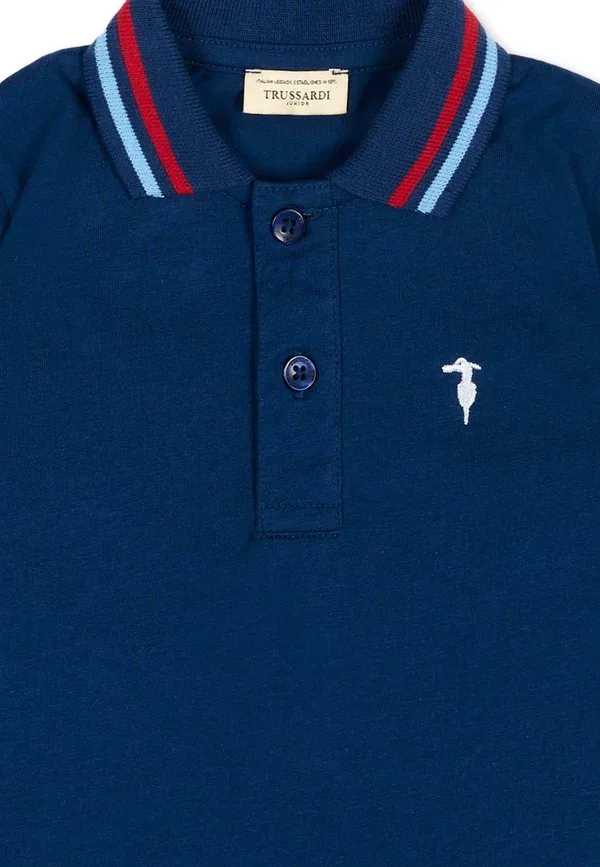 Поло с принтом Polo Tru Trussardi Junior, синий — фото 3