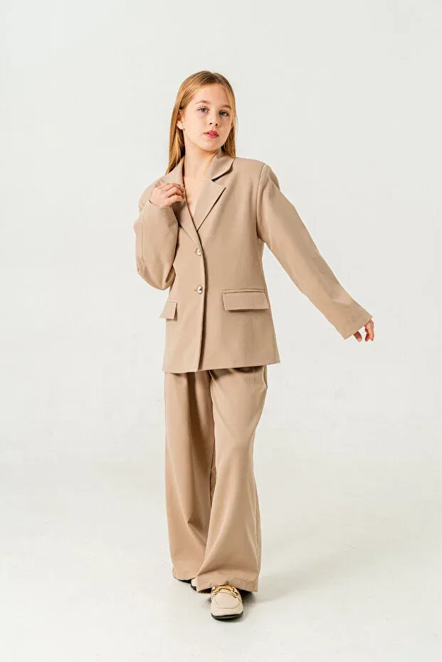Детский пиджак для девочек хлопковый Giyicem Tekstil, Beige