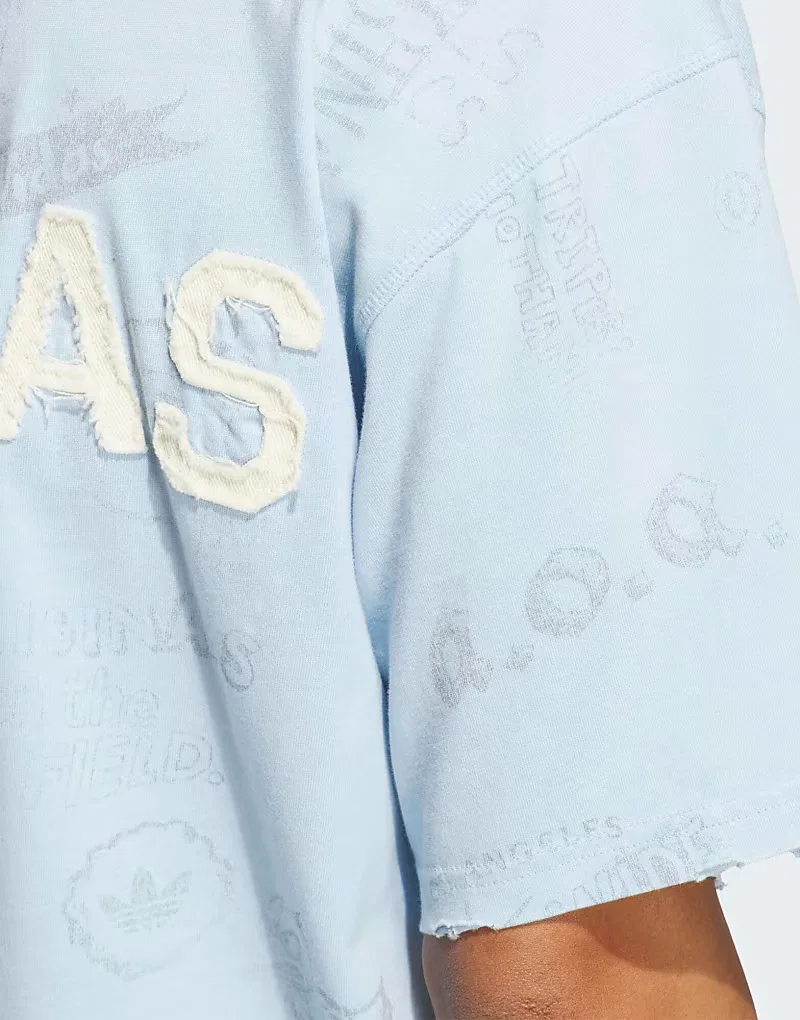 Футболка Adidas Originals Texas A&M Aggies Originals Varsity Graphic Tee в цвете Ясное небо — фото 4