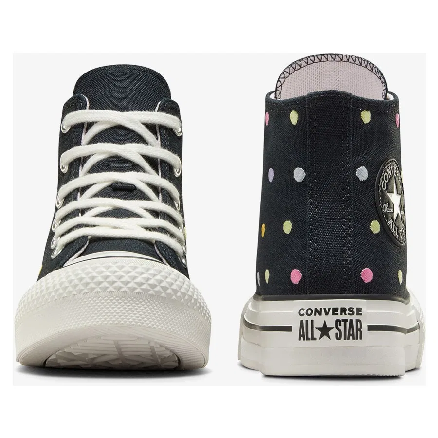 Детские повседневные кроссовки с принтом в горошек Converse Chuck Taylor All Star Eva Lift Polka Dots, Черный — фото 3