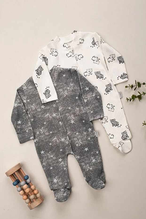 Детский комплект боди-комбинезонов с длинным рукавом Basics Defne Lina Baby, Gray