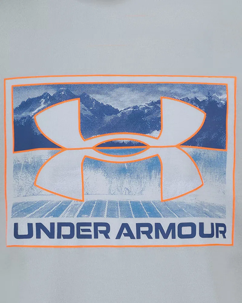 Лонгслив для мальчиков из хлопковой смеси с быстрым высыханием Topo Core UnderArmour, Blue Fog/Blackout Navy — фото 2