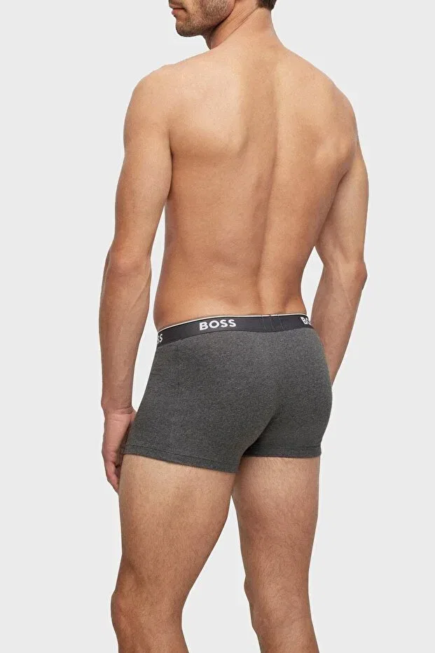 Мужские боксеры с эластаном комплект 3 шт Boss, Gray-Black — фото 3