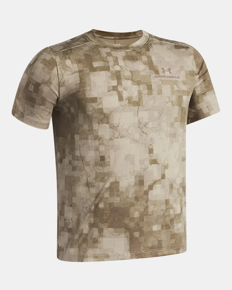 Футболка для мальчиков с коротким рукавом, быстросохнущая, UA Vanish Printed UnderArmour, Timberwolf Taupe — фото 3