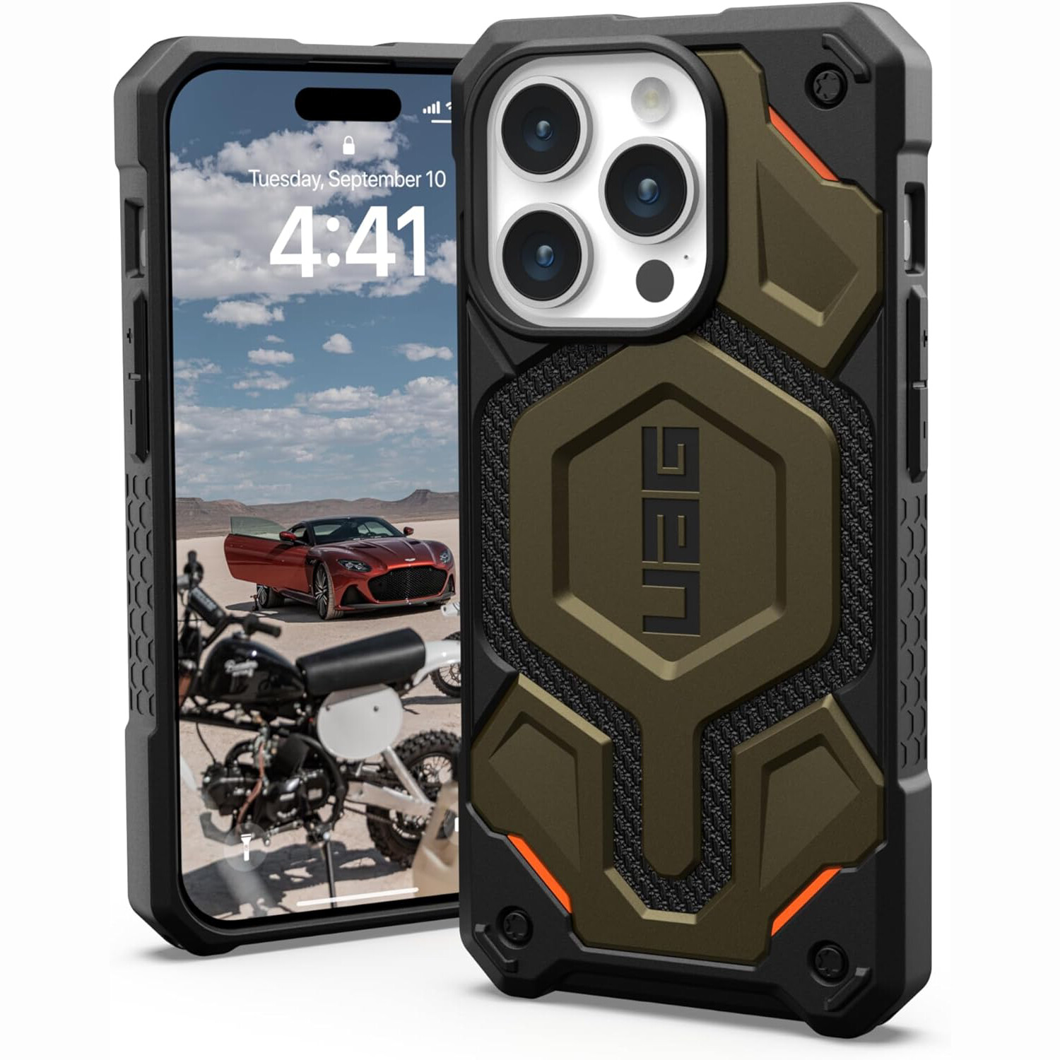 

Чехол UAG Monarch Pro для iPhone 15 Pro, Kevlar Element Green, Хаки, Чехол UAG Monarch Pro для iPhone 15 Pro, Kevlar Element Green