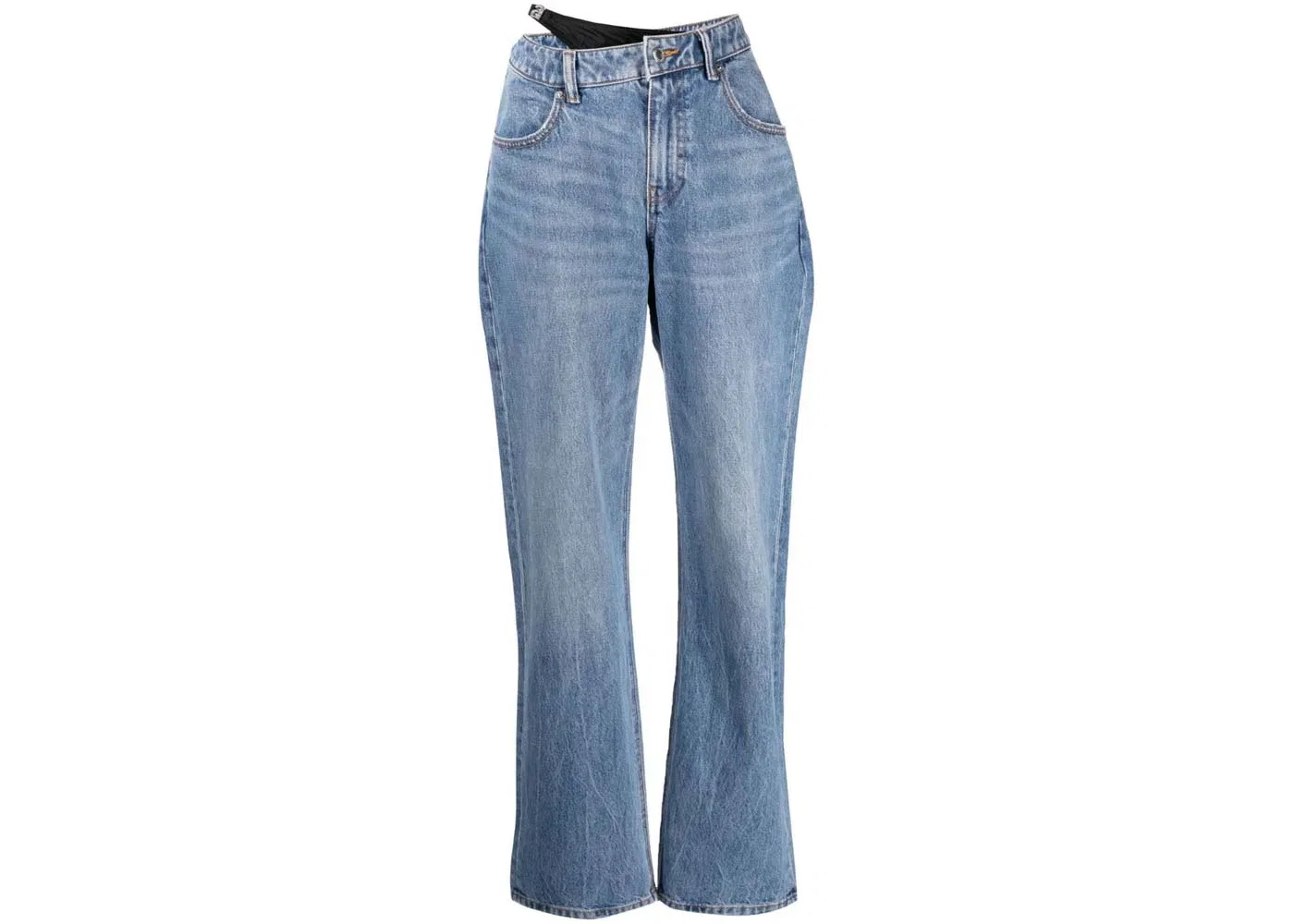 Женские джинсы с асимметричной талией Alexander Wang, Light Indigo