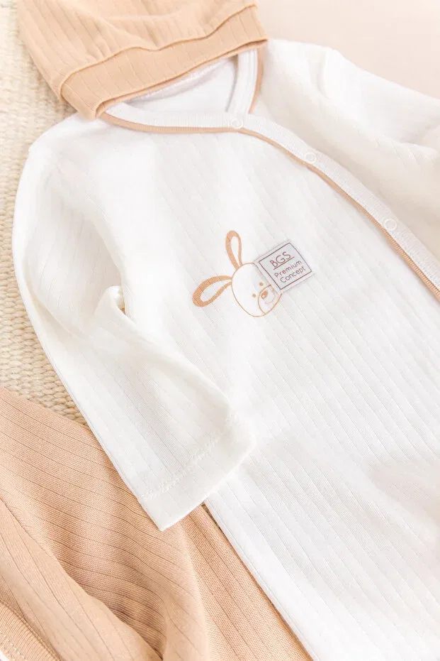 Детский комбинезон с длинным рукавом набор 2 предмета Babymod, Beige — фото 2