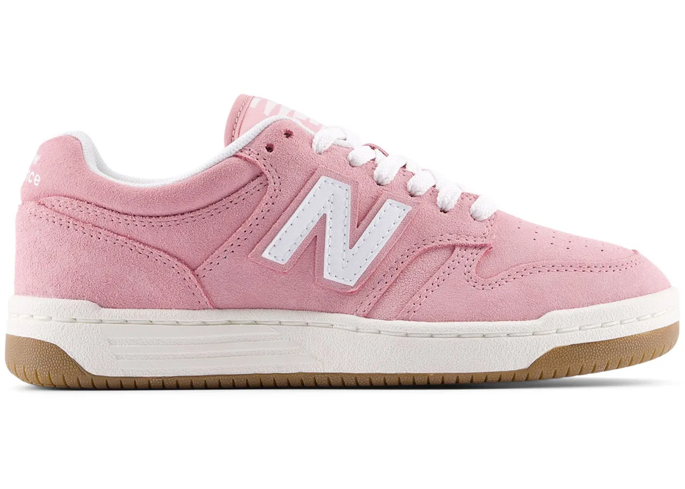 Детские кроссовки на шнуровке New Balance B480 Lace New Balance, White/Pink Taffy