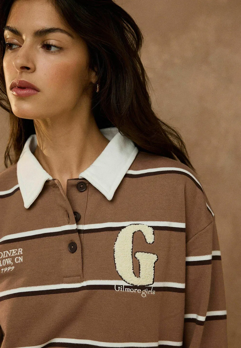 Рубашка-Толстовка в полоску Gilmore для регби, укороченный крой Next, Brown