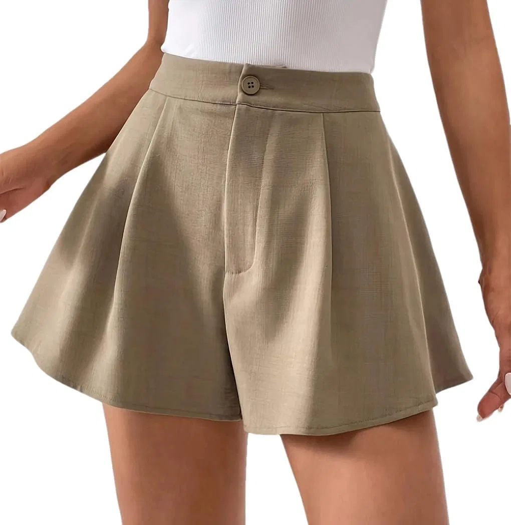 Женские свободные шорты с высокой талией, Khaki