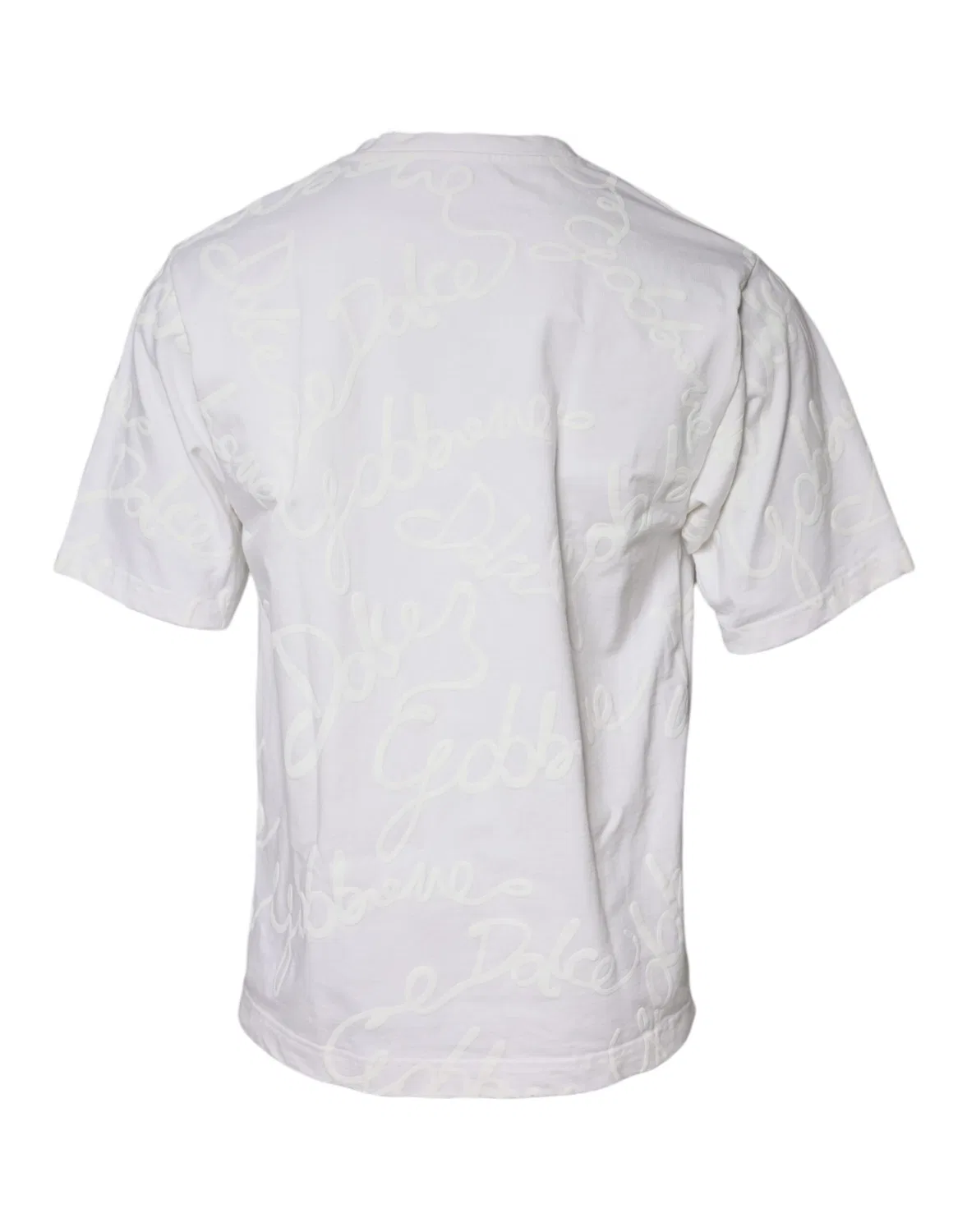 Мужская футболка с принтом логотипа White Logo Print Cotton Crew Neck Dolce & Gabbana, White — фото 4