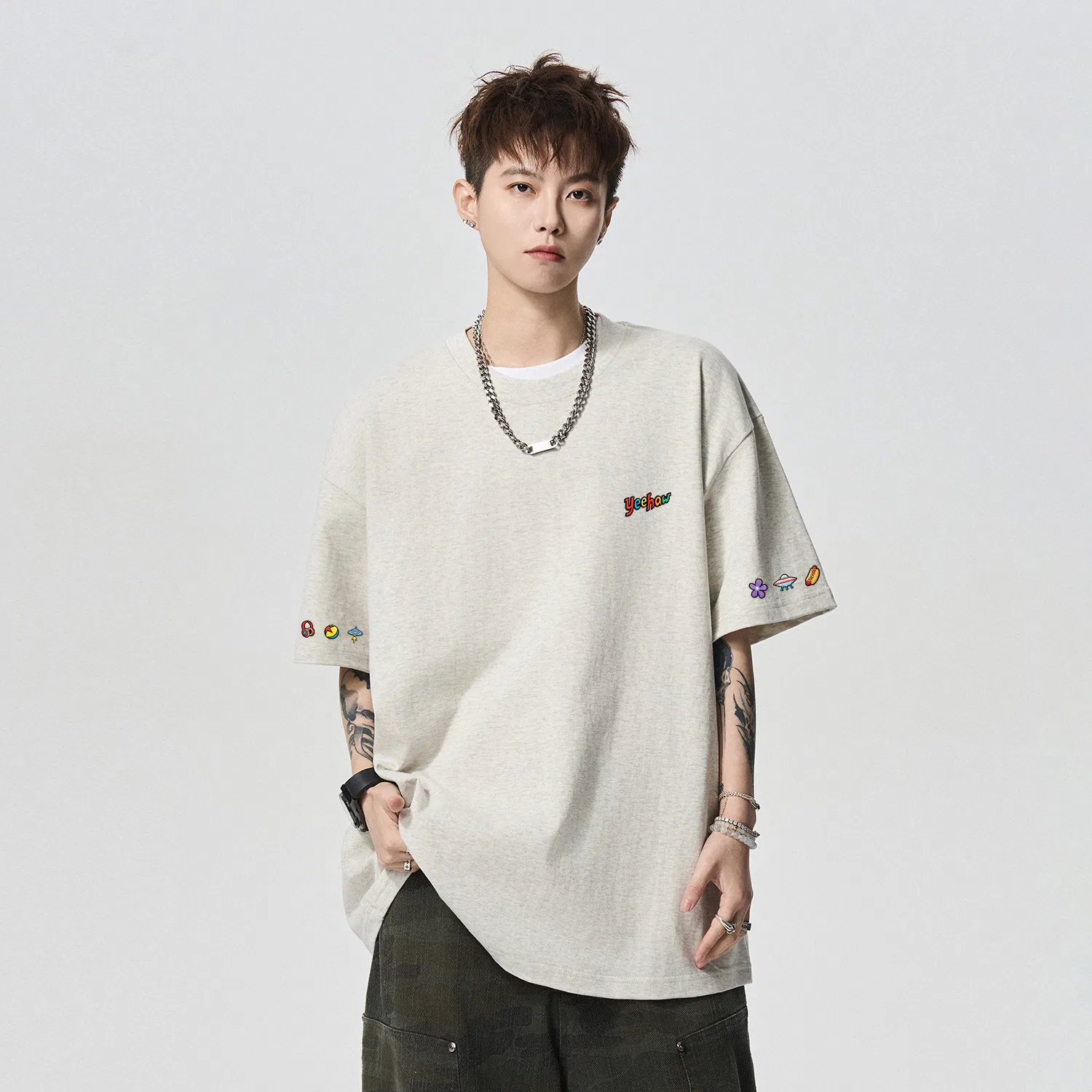 Детская футболка с принтом Disney Unisex Crew Neck Thin Straight Fit, Disney, White Heather Gray — фото 4