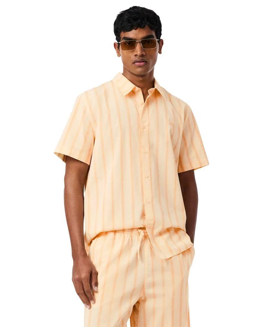 Рубашка с коротким рукавом в полоску Lacoste, Natural Clair