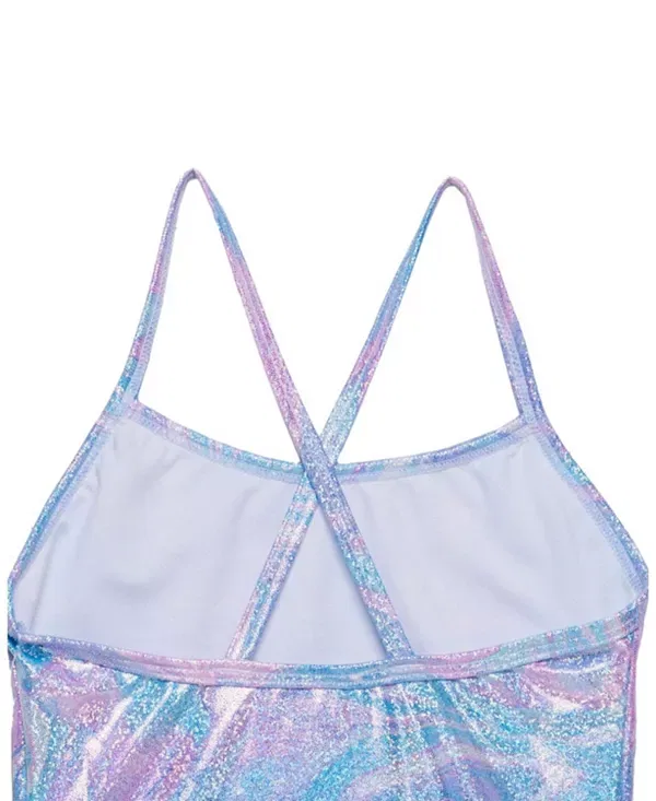 Детский купальник для девочек без рукавов Marble Sparkle Criss Cross Back One Piece Gottex Kids, Multi-Pink — фото 3