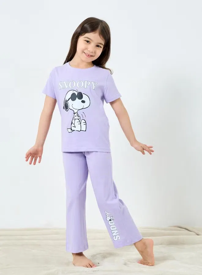 Комплект пижамный с принтом Snoopy Styli, лиловый