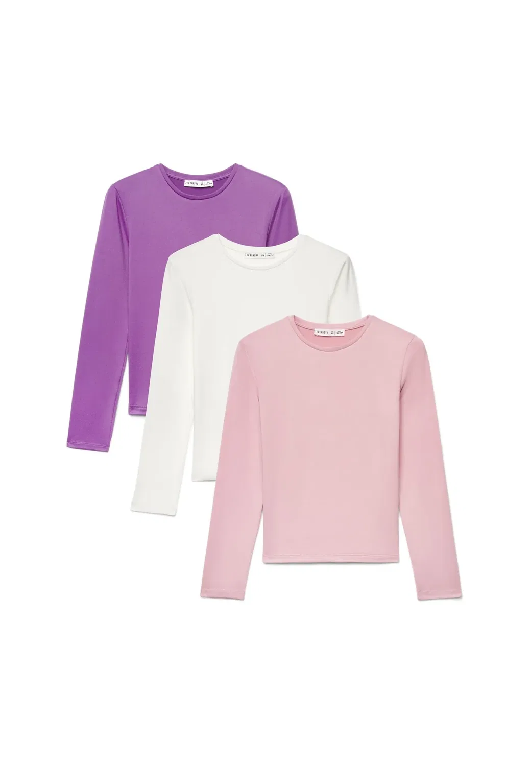 Pack 3 t-shirt a manica lunga tinta unita - long sleeved top Terranova, Ametista