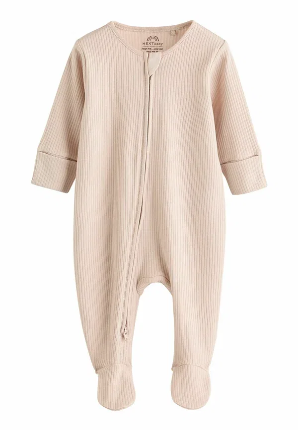 Комплект пижам с двусторонней молнией Regular fit two way zip 3 pack sleep suit Next, beige, бежевый — фото 4