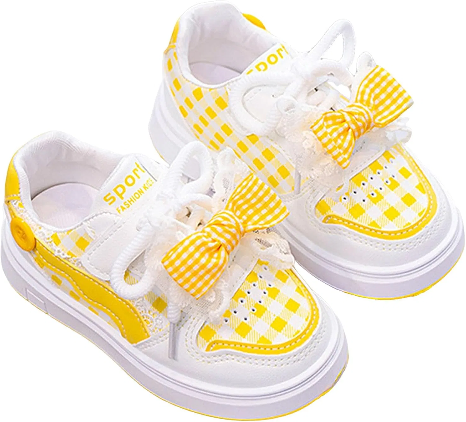 Детские кроссовки для девочек с бантом IWIHMIV, Yellow — фото 4