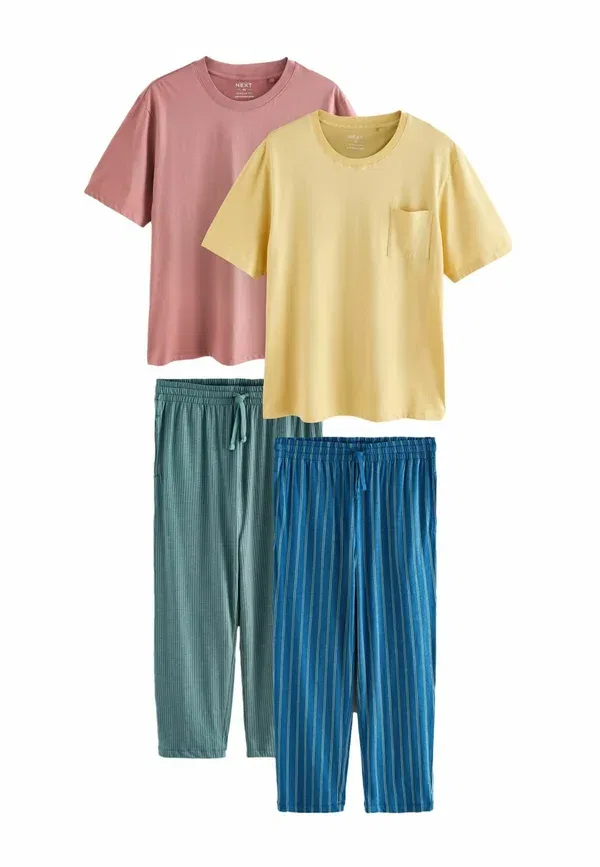 Комплект пижамных шорт и футболки с коротким рукавом полоской Regular fit Next Pink, Yellow, желтый/розовый — фото 3