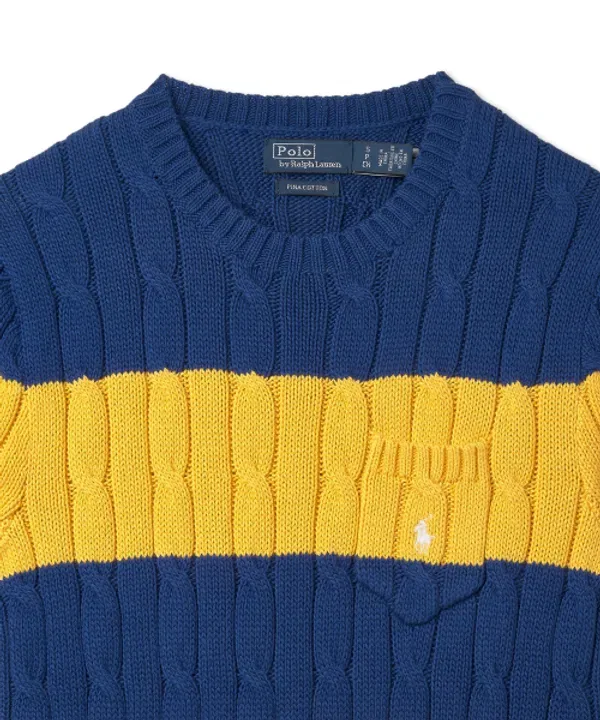 Свитер поло с узором кейбл, Polo Ralph Lauren, белый — фото 3