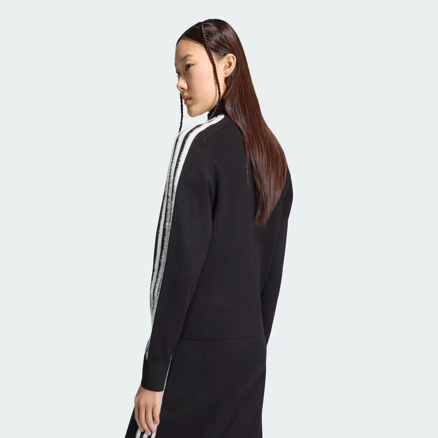 Женская вязаная куртка-трек с высоким воротом Firebird Adidas Originals, черно-белый — фото 2