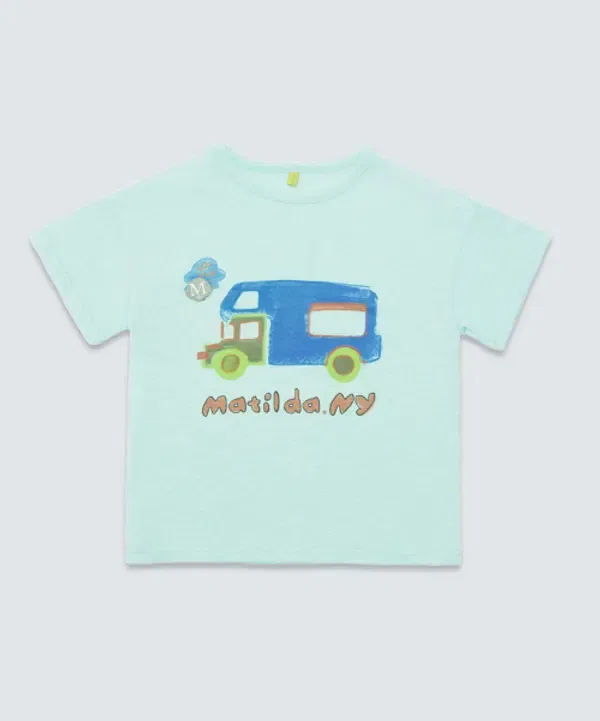 Футболка с принтом, детская, Matilda N Y, мятный