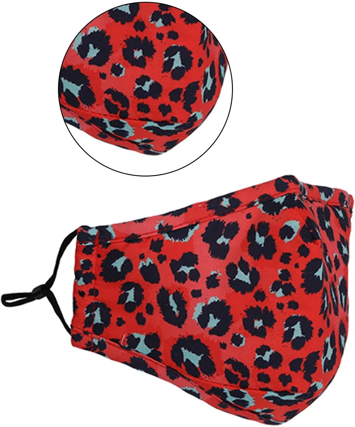 Многоразовая тканевая маска для лица, 3 слоя, хлопок, Trimming Shop, 2 шт, Wine-Leopard Print — фото 4