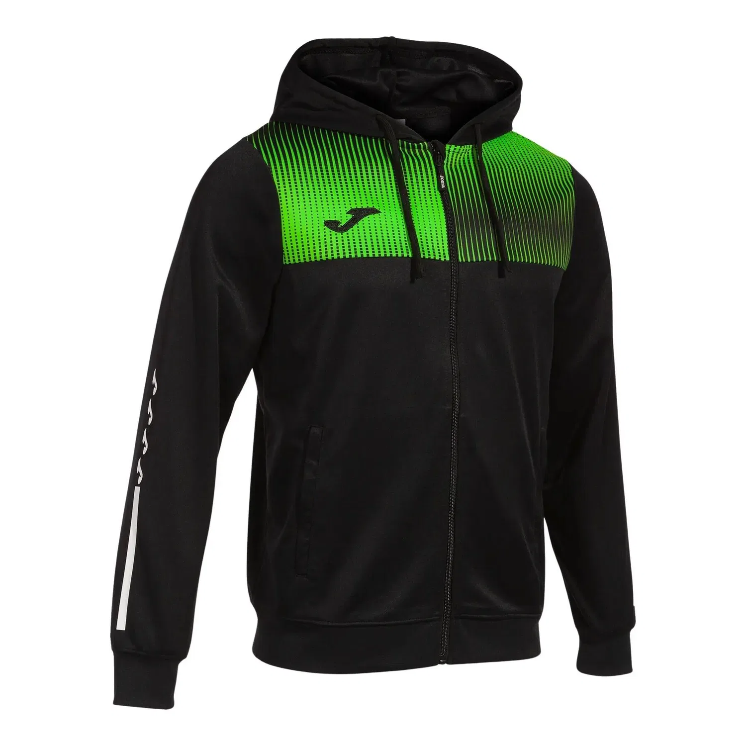 Детская тренировочная куртка с капюшоном ECO Supernova Joma, Schwarz Fluoreszierendes Grun