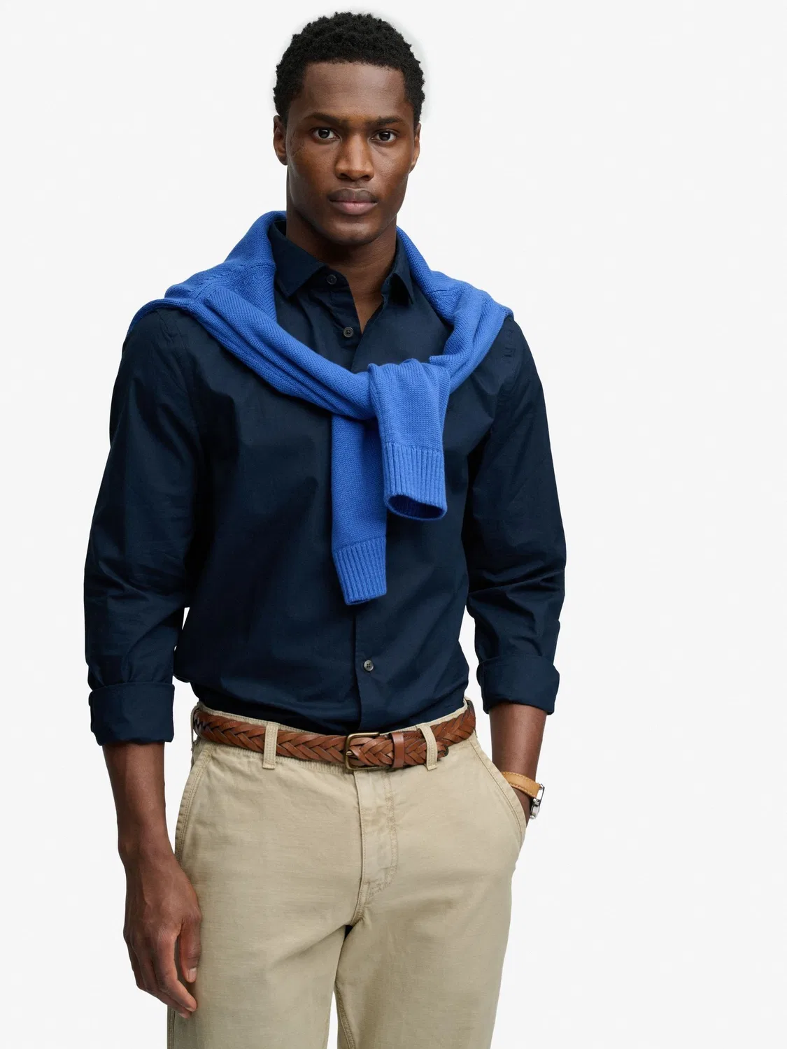 Рубашка с отложным воротником Cut Away Poplin Superdry, темно-синий