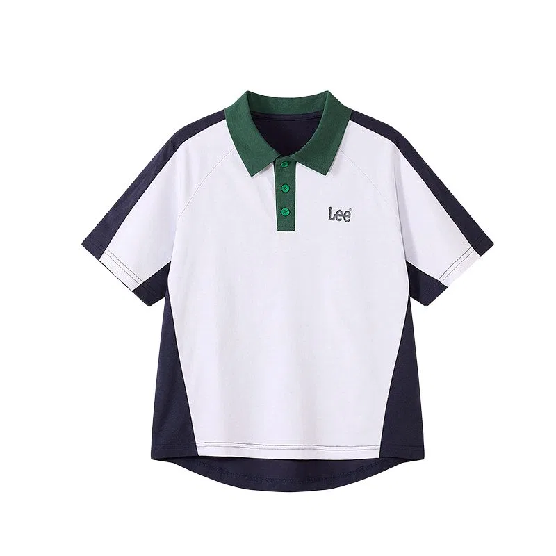 Детская футболка-поло с воротником, тонкая, растяжимая, Navy Blue & White, Lee