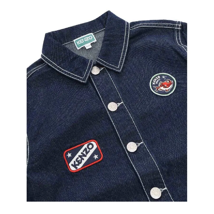 Детская джинсовая куртка с вышитым логотипом Kenzo, Denim Brut — фото 3